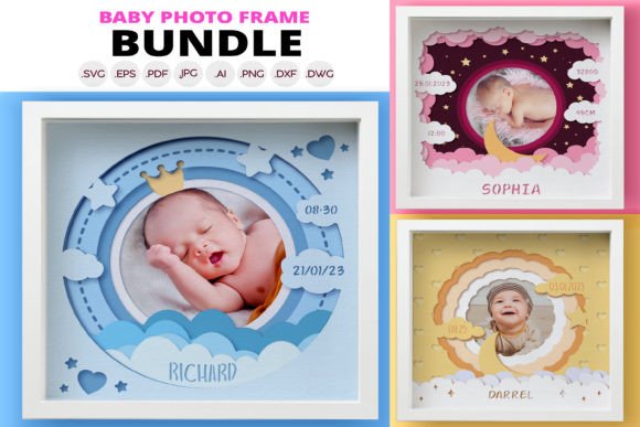 3D Baby Photo Frame Shadow Box SVG BUNDL