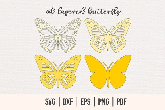 3D Butterfly SVG - Layered Butterfly SVG