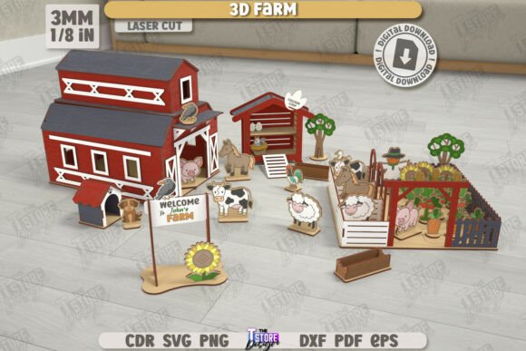 3D Farm Model Laser Cut Set DIY Model