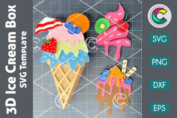3D Ice Cream SVG Candy Holder