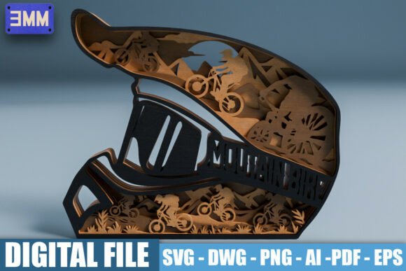 3D Mountain Bike Helmet Laser Cut File