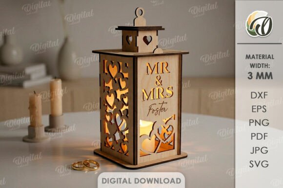 3D Personalized Wedding Lantern Lasercut