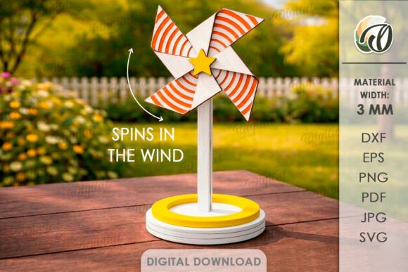 3D Pinwheel Stand Laser Cut