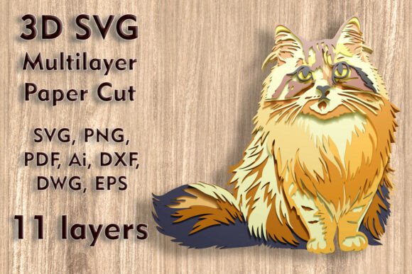 Cat 3D SVG Multilayer PaperСut Files