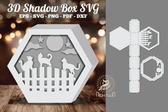 Cat Papercut 3D Shadow Box SVG 3