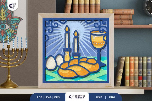 Challah Bread 3D Shadow Box: A Layered Paper Art Template