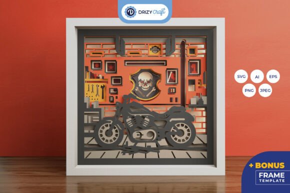 Classic Motorcycle Workshop 3D SVG