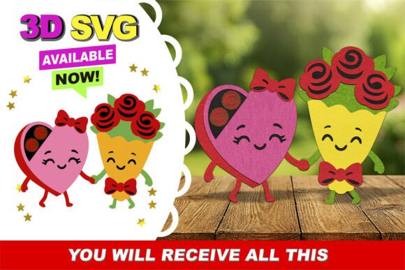 Cute Perfect Match Valentines 3D SVG