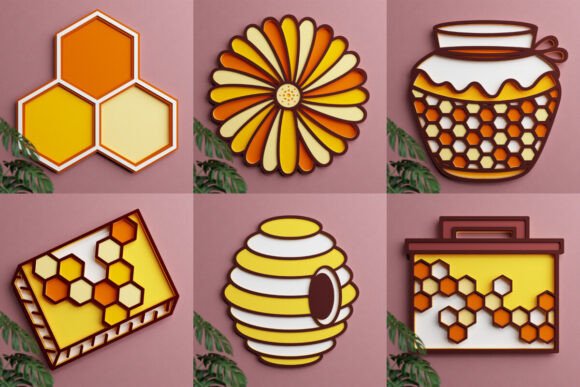 Honey Bee 3D SVG Multilayered BUNDLE 5