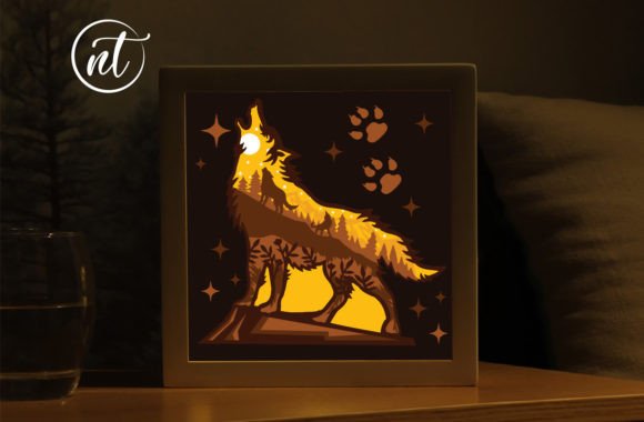 Howling Wolf 3D Shadow Box