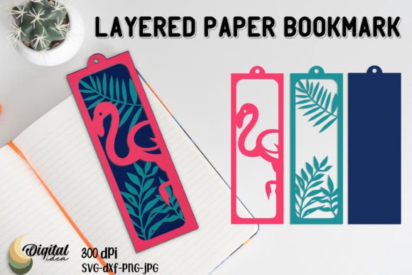 Layered Paper Bookmark. 3D Bookmark SVG
