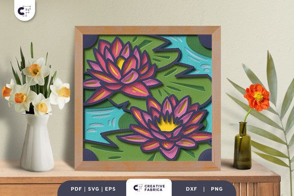 Lotus Flower 3D Shadow Box Papercut