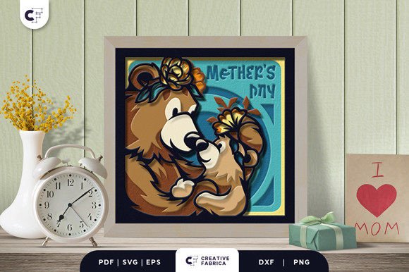 Mama and Baby Bear 3D Shadow Box