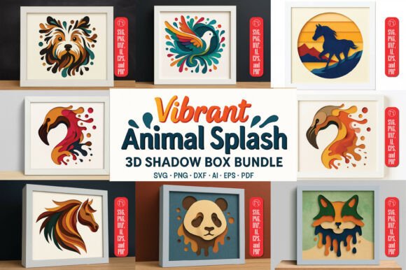 Multilayer 3D Animal Shadow Box Bundle