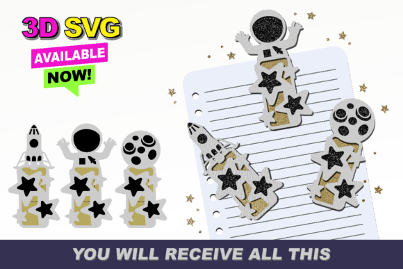 Outer Space Bookmarks 3D SVG