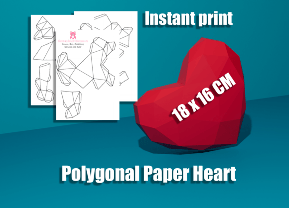 Polygonal Heart 3D Papercraft