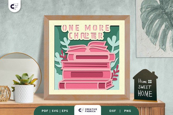 Stack of Books 3D Shadow Box Paper Cut