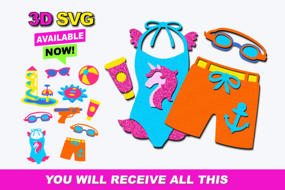Summer Silhouette Elements 3D SVG